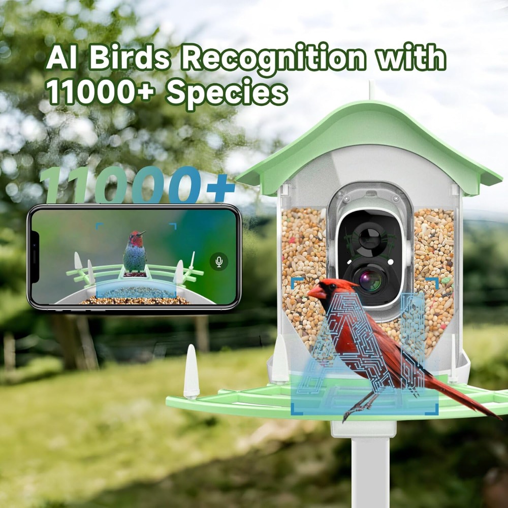 Smart Bird Feeder Camera - Mangeoire à oiseaux intelligente à énergie